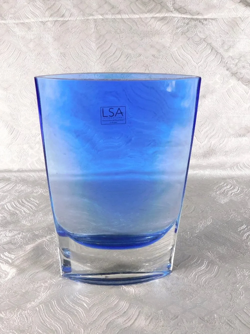 Slender Blue Art Glass Vase by LSA Poland # 27674